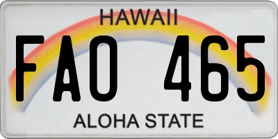 HI license plate FAO465