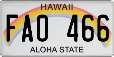 HI license plate FAO466