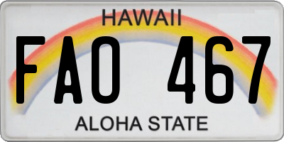 HI license plate FAO467