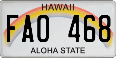 HI license plate FAO468