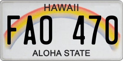 HI license plate FAO470