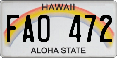 HI license plate FAO472