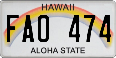 HI license plate FAO474