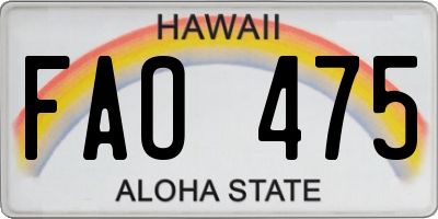 HI license plate FAO475