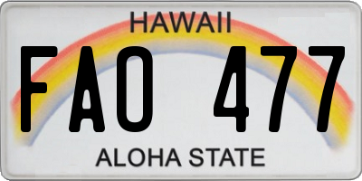 HI license plate FAO477