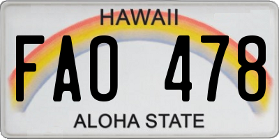 HI license plate FAO478