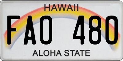 HI license plate FAO480