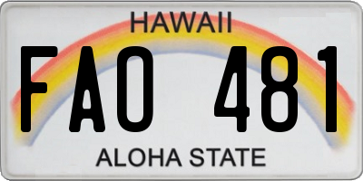 HI license plate FAO481