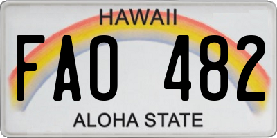 HI license plate FAO482