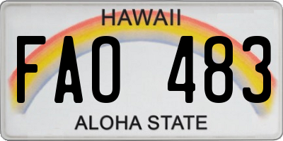 HI license plate FAO483