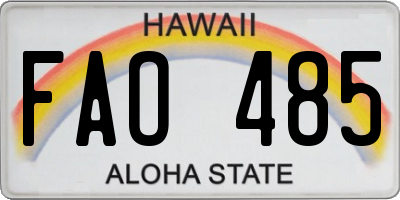 HI license plate FAO485