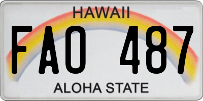 HI license plate FAO487