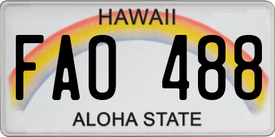 HI license plate FAO488