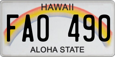 HI license plate FAO490