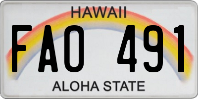 HI license plate FAO491