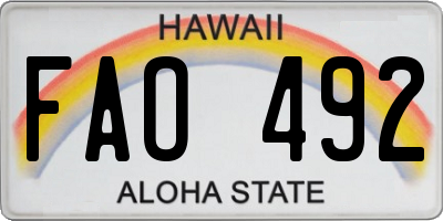 HI license plate FAO492