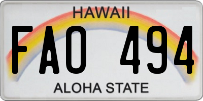 HI license plate FAO494