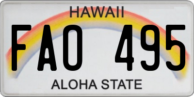 HI license plate FAO495