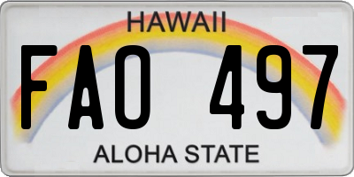 HI license plate FAO497