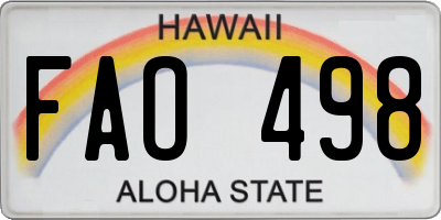 HI license plate FAO498
