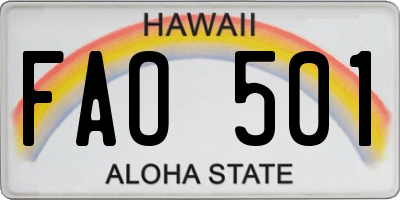 HI license plate FAO501