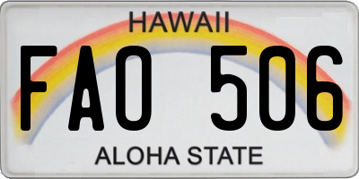 HI license plate FAO506