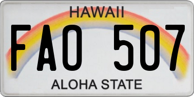 HI license plate FAO507