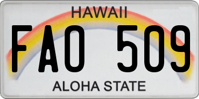 HI license plate FAO509