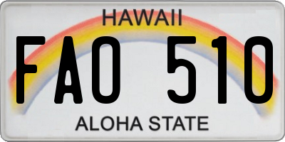 HI license plate FAO510