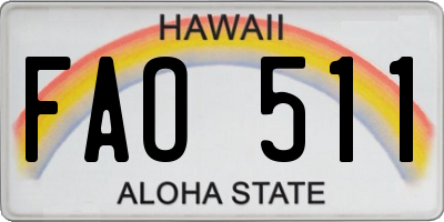 HI license plate FAO511
