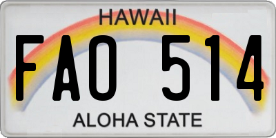 HI license plate FAO514