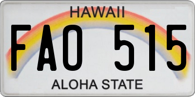 HI license plate FAO515