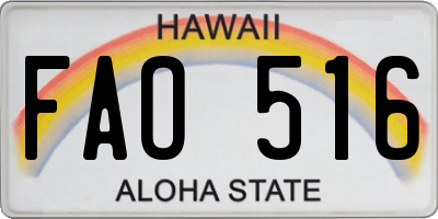 HI license plate FAO516