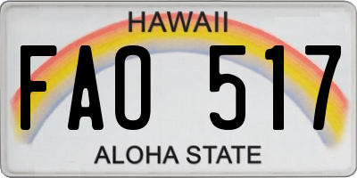 HI license plate FAO517