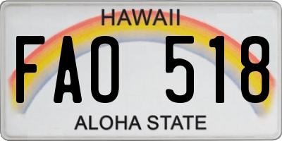 HI license plate FAO518