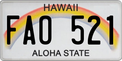 HI license plate FAO521
