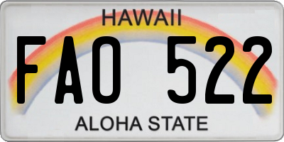 HI license plate FAO522