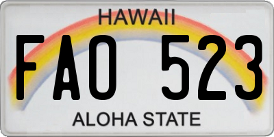 HI license plate FAO523