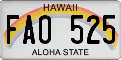 HI license plate FAO525