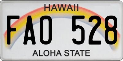 HI license plate FAO528