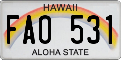 HI license plate FAO531