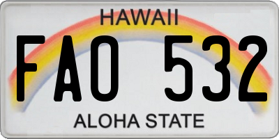 HI license plate FAO532