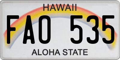 HI license plate FAO535