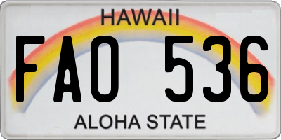 HI license plate FAO536
