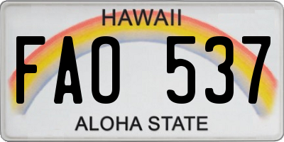 HI license plate FAO537