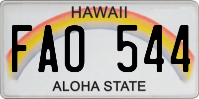 HI license plate FAO544