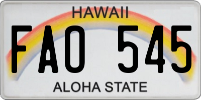HI license plate FAO545