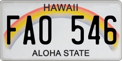 HI license plate FAO546
