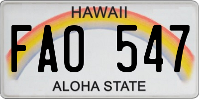 HI license plate FAO547