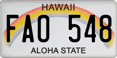 HI license plate FAO548